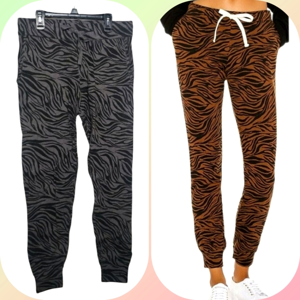 Monrow zebra print Grey Black jogger Style sweatpants NO SIZE TAG